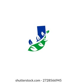 Logotipo sofisticado de la letra J con un árbol elegante con hojas delicadas. Vector Premium para el cuidado de la piel orgánico, spa de lujo, centros de bienestar e identidad de marca botánica.