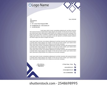 A sophisticated letterhead design featuring a smooth gradient of purple for a professional and elegant look.