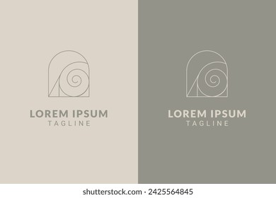 Sophisticated line art half arc and swirl logo concept. Vector logo template for branding companies in real state, furniture, luxury, growth, lifestyle and more