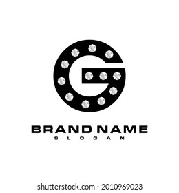 letra G con diseño del logotipo del vector de diamante