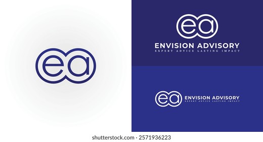 The sophisticated logo design features the initials EA elegantly intertwined, creating a unique, striking symbol. It is ideal for businesses offering strategic guidance and innovative solutions.