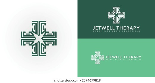 The sophisticated logo design features the initials JT elegantly intertwined, creating a unique striking symbol. It is ideal for hospitals, clinics, and healthcare providers dedicated to patient care