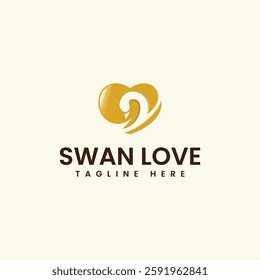 A sophisticated logo design featuring a golden heart shape with a stylized swan or wave-like design within it.