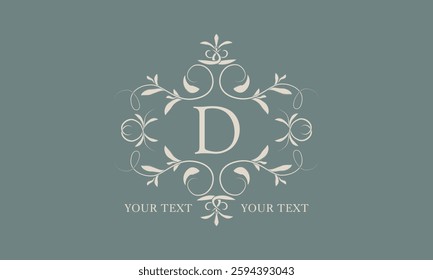 Sophisticated logo. Elegant monogram with space for text and letter D. Vector illustration is good for fashion boutique, product sign or restaurant branding.