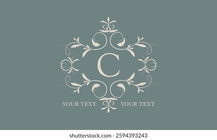 Sophisticated logo. Elegant monogram with space for text and letter C. Vector illustration is good for fashion boutique, product sign or restaurant branding.