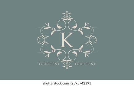 Sophisticated logo. Elegant monogram with space for text and letter V. Vector illustration is good for fashion boutique, product sign or restaurant branding.