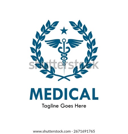 A sophisticated logo featuring a caduceus with a laurel wreath, representing excellence and trust in the medical field. Ideal for certified medical practices, clinics, or healthcare services.