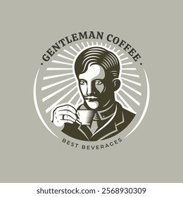 Sophisticated logo of a gentleman drinking tea