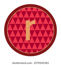 A sophisticated lowercase “r” design with a triangular red background and rich gold border accents. A perfect choice for exclusive branding and modern art projects.