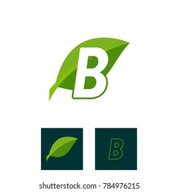 sophisticated luxury logos, concept logo leaf letter B, natural green leaf symbol, initials icon design, nature green leaf symbol