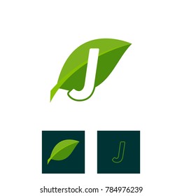 sophisticated luxury logos, concept logo leaf letter J, natural green leaf symbol, initials icon design, nature green leaf symbol