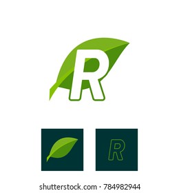 sophisticated luxury logos, concept logo leaf letter R, natural green leaf symbol, initials icon design, nature green leaf symbol