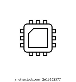 Sophisticated Microchip Technology Vector Illustration, Line Art Style