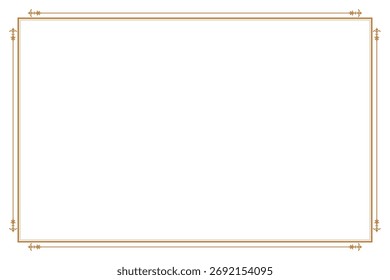 Uma sofisticada e minimalista moldura vetorial com um elegante e vintage apelo. O desenho consiste em linhas finas de ouro formando um simples perímetro retangular. 1089