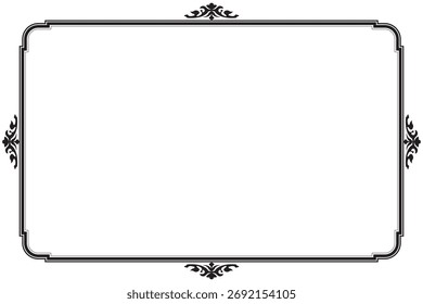 Uma sofisticada e minimalista moldura vetorial com um elegante e vintage apelo. O desenho consiste em linhas finas de ouro formando um simples perímetro retangular. 1105