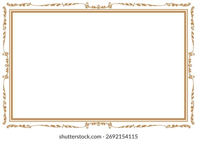 Uma sofisticada e minimalista moldura vetorial com um elegante e vintage apelo. O desenho consiste em linhas finas de ouro formando um simples perímetro retangular. 1098
