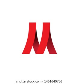 A sophisticated and minimalist vector logo featuring the letter 'M' crafted from a single, elegant red ribbon with subtle folding effects. The design uses a clean white background and sharp geometric angles to create a professional 3D appearance. This versatile emblem is perfectly suited for high-end fashion boutiques, creative design agencies, modern corporate consulting, premium lifestyle brands, and gift or stationery businesses looking for a bold yet refined identity.