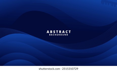 Sophisticated and modern abstract background with flowing dark blue waves.