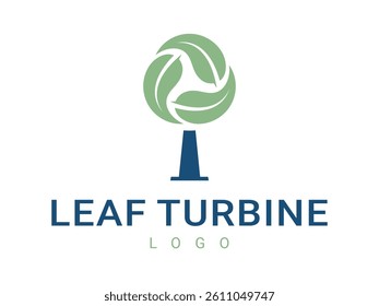 Sophisticated Modern Leaf Trubine Logo Design for renewable and green energy company