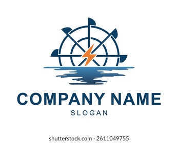 Sophisticated Modern Water Energy Turbine Logo Design for renewable and green energy company