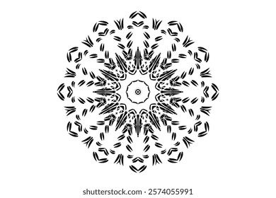 Sophisticated Monochrome Design Showcasing a Central Flower with Artistic Surrounding Details	
