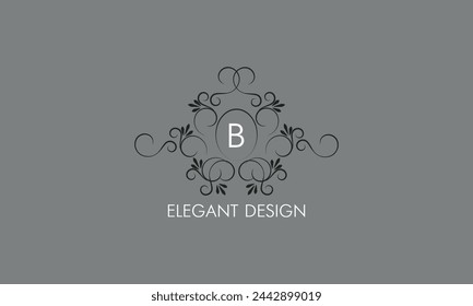 Diseño sofisticado del monograma con el diseño elegante caligráfico del logotipo de la línea. Letra B. Signo de negocio para la realeza, boutique, café, hotel, restaurante, joyería.