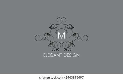 Sophisticated monogram design with calligraphic elegant line art logo design. Letter M. Business sign for royalty, boutique, cafe, hotel, restaurant, jewelry.