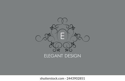 Diseño sofisticado del monograma con el diseño elegante caligráfico del logotipo de la línea. Letra E. Signo de negocio para la realeza, boutique, café, hotel, restaurante, joyería.