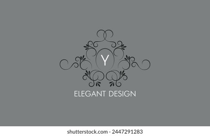 Sophisticated monogram design with calligraphic elegant line art logo design. Letter Y. Business sign for royalty, boutique, cafe, hotel, restaurant, jewelry.