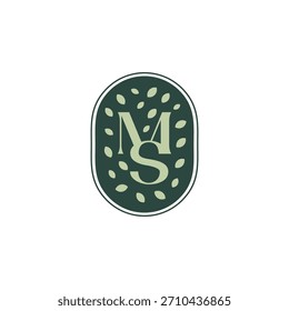 Eleganter MS-Buchstabe Monogramm Oval Device verlässt Natur abstrakte Logo-Design-Vektor