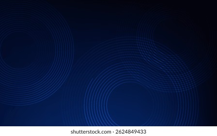 Sophisticated Navy Blue Background with Intersecting Concentric Circles for Modern Design and Technology Concepts with a Touch of Elegant Gradient