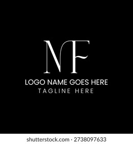 Sophisticated NF monogram logo template on black background for luxury branding and corporate identity.