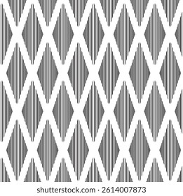 Sophisticated pattern features a geometric diamond design with subtle stripes in a single tone. Elegant design for backgrounds, textures, and packaging.