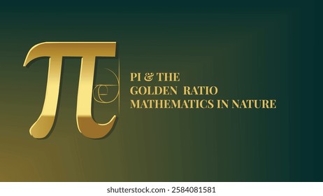 A sophisticated Pi Day banner showcasing the Pi symbol alongside the golden ratio, symbolizing the connection between mathematics and nature's patterns.