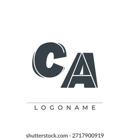 Un diseño de logotipo sofisticado y profesional que presenta las iniciales CA en una tipografía sans serif audaz adecuada para varios propósitos de marca comercial