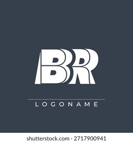 Un diseño de logotipo sofisticado y profesional con las iniciales BR en una tipografía sans serif atrevida adecuada para varios propósitos de marca comercial