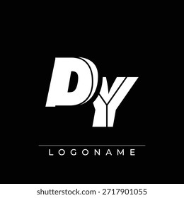 Um design de logotipo sofisticado e profissional com as iniciais DY em um tipo ousado sans serif adequado para vários fins de marca comercial