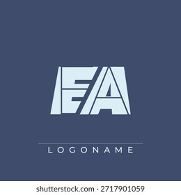Un diseño de logotipo sofisticado y profesional que presenta las iniciales EA en una tipografía sans serif audaz adecuada para varios propósitos de marca comercial