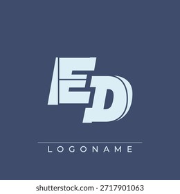 Un diseño de logotipo sofisticado y profesional con las iniciales ED en una tipografía sans serif atrevida adecuada para varios propósitos de marca comercial
