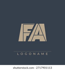 Un diseño de logotipo sofisticado y profesional que presenta las iniciales FA en una tipografía sans serif en negrita adecuada para varios propósitos de marca comercial