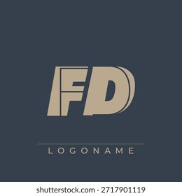 Un diseño de logotipo sofisticado y profesional con las iniciales FD en una tipografía sans serif atrevida adecuada para varios propósitos de marca comercial