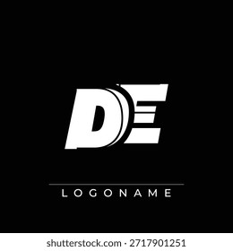 Un diseño de logotipo sofisticado y profesional con las iniciales DE en una tipografía sans serif atrevida adecuada para varios propósitos de marca comercial