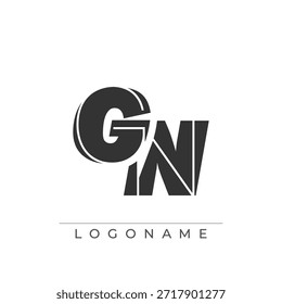 Un diseño de logotipo sofisticado y profesional con las iniciales GN en una tipografía sans serif atrevida adecuada para varios propósitos de marca comercial