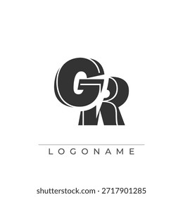 Un diseño de logotipo sofisticado y profesional con las iniciales GR en una tipografía sans serif atrevida adecuada para varios propósitos de marca comercial