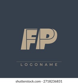 Un diseño de logotipo sofisticado y profesional con las iniciales FP en una tipografía sans serif atrevida adecuada para varios propósitos de marca comercial