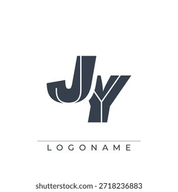 Un diseño de logotipo sofisticado y profesional con las iniciales JY en una tipografía sans serif atrevida adecuada para varios propósitos de marca comercial