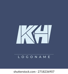 Un diseño de logotipo sofisticado y profesional con las iniciales KH en una tipografía sans serif atrevida adecuada para varios propósitos de marca comercial