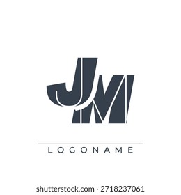Un diseño de logotipo sofisticado y profesional que presenta las iniciales JM en una tipografía atrevida de sans serif adecuada para varios propósitos de marca comercial