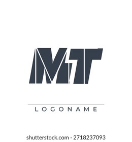Un diseño de logotipo sofisticado y profesional que presenta las iniciales MT en una tipografía sans serif en negrita adecuada para varios propósitos de marca comercial