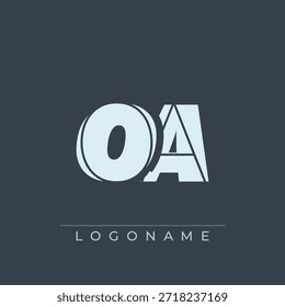 Un diseño de logotipo sofisticado y profesional que presenta las iniciales OA en una tipografía sans serif en negrita adecuada para varios propósitos de marca comercial
